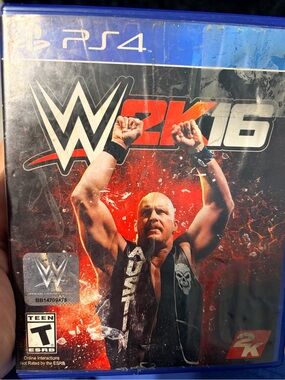 WWE 16 (PS4) Video Game - Black & Red Cover